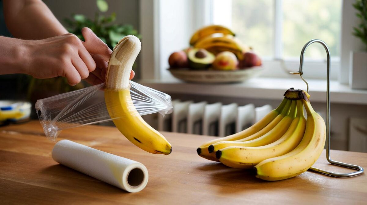 Bananas will stay fresh for 20 days without going brown if you store with kitchen item