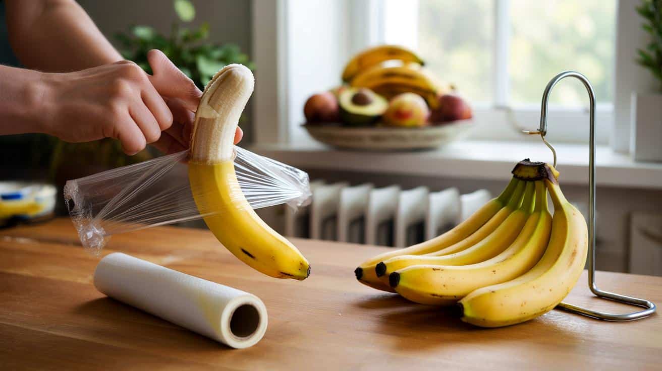 Bananas will stay fresh for 20 days without going brown if you store with kitchen item